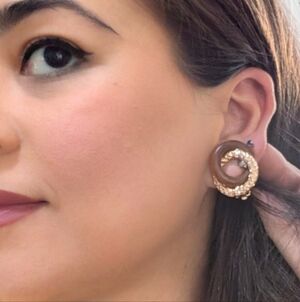 DANNIJO Circular Brown and Gold Earrings
